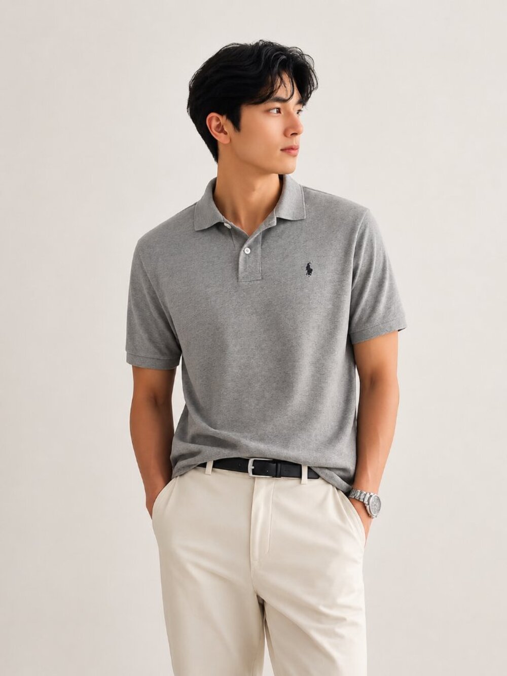 Polo Ralph Lauren Gray Heather Classic Fit Cotton Polo Shirt Preppy Golf Size XL